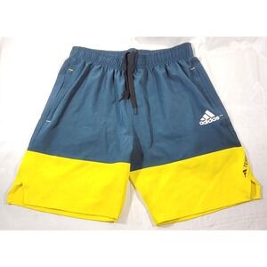 Adidas Men's Terrex Colorblock Running Shorts 7" Inseam - Navy/Yellow - Large
